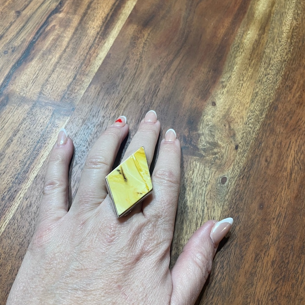 COPY - Sterling Silver and Amber ring Size 9.5